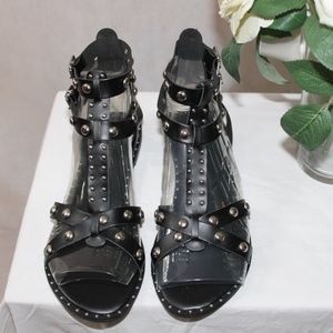 Fashion Nova Black Studded Flat Sandal New